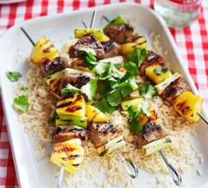 Pineapple-pork skewers