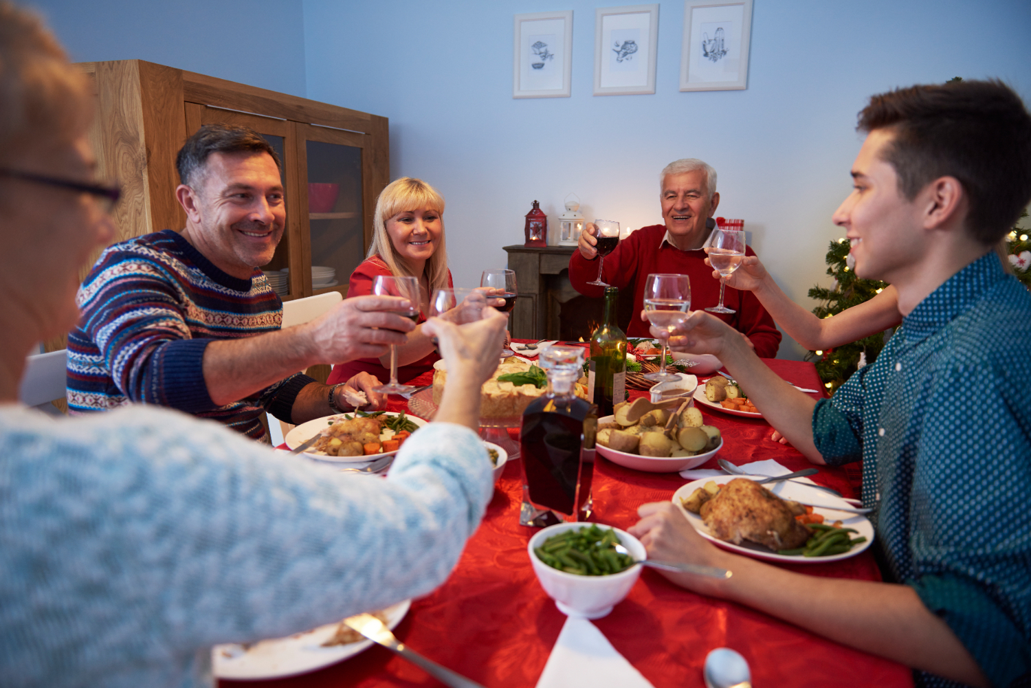 Family making a toast for Christmas