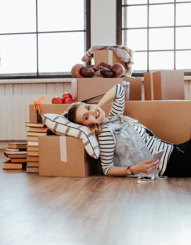 Young professional moving into new home