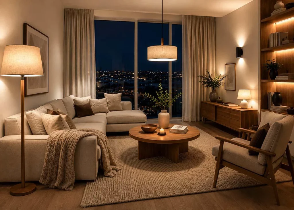 cosy living room lighting
